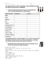 English Worksheet: Teen Language (Bend it like Beckham)