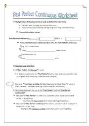 English worksheet: PAST PERFECT CONTINUOUS