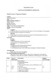 English Worksheet: lesson plan (language experience approach)