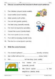 English Worksheet: Adverbs