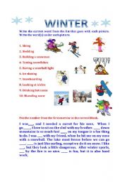 English Worksheet: Winter  (Updated to include a cloze activity)