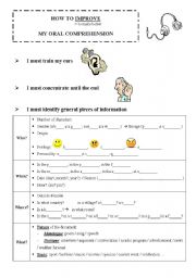 English Worksheet: Methods : How to improve my oral comprehension 