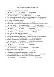 English Worksheet: BIBLE QUIZ -1