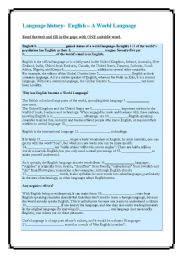 English Worksheet: English  as a World Langugae- cloze