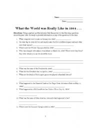 English Worksheet: What the world was really like in 1984