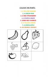 English Worksheet: Learn and colour the fruits