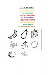 English worksheet: Learn and colour the fruits