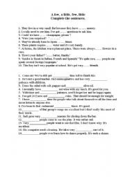 English Worksheet: few - a few   little - al ittle