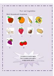 English worksheet: fruit and vegetables