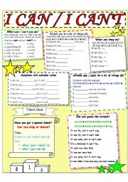 English Worksheet: CAN / CANT + ANIMALS