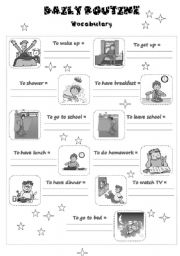 English Worksheet: Daily Routine Vocabulary