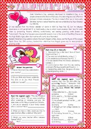 Valentines Day  reading comprehension + grammar (-ing after prepositions) [4 tasks] KEYS INCLUDED ((2 pages)) ***editable