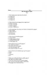 English worksheet: The fox and the grapes comprehension questions