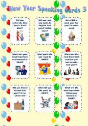 English Worksheet: New Year Speaking cards 3 - editable 