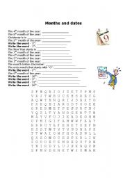 Months and dates - wordsearch