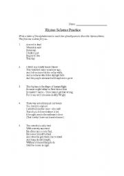 English worksheets: rhyme scheme
