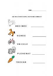 English worksheet: word scramble