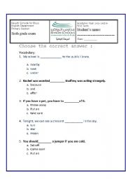 English Worksheet: Several skills Exam for elementary section + listening text ( 9 pages)