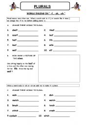 English Worksheet: PLURALS 