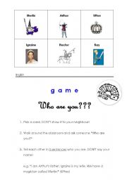 English worksheet: King Arthur game