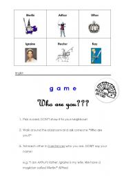 English Worksheet: King Arthur game