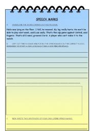 missing speech marks worksheet