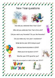 English Worksheet: New Year questions