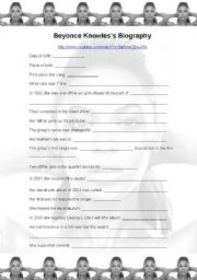 English Worksheet: Beyonces biography