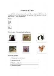 English worksheet: Animals in the forest