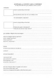 English worksheet: Australia, a country and a continent