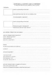 English Worksheet: Australia, a country and a continent