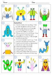 English Worksheet: Describing Friendly Monsters