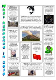 English Worksheet: The Year in Review: News Stories from 2010