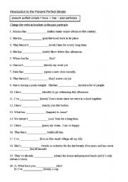English Worksheet: Introduction to the Present Perfect Simple