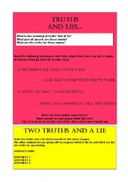 English Worksheet: TRUTHS AND LIES