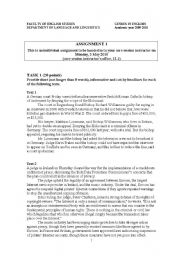 English Worksheet: assignment by my teacher dr tzanne