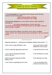 English Worksheet: talking about habits