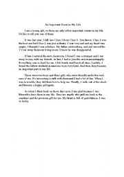 English Worksheet: event