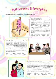 English Worksheet: Different lifestyles