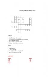 English worksheet: Animal Crossword Puzzle