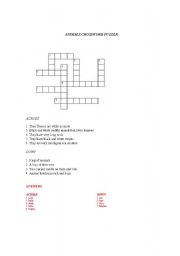 English Worksheet: Animal Crossword Puzzle