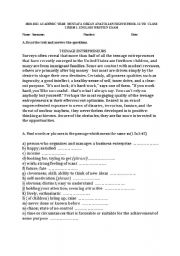 English Worksheet: Teeneage entreprenuers