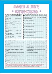 English Worksheet: Exercises - Some & Any