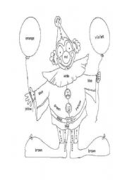 English Worksheet: colour the clown