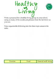 English worksheet: Healthy Living