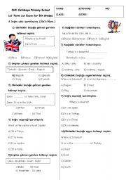 English Worksheet: examination for 5th grades 