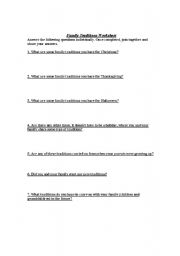 English Worksheet: Family Traditions