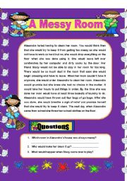 English Worksheet: Comprehension - A Messy Room