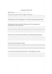 English Worksheet: Biograaphies: Author Study