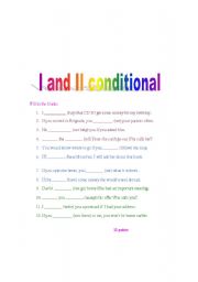 English Worksheet: First and second conditional